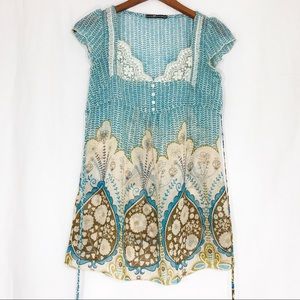 💘Love Squ2Ed Love Squared Sheer Paisley Boho Top